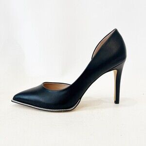 BCBGeneration Black Harnoy D'Orsay Heels Silver Chain Size 9.5